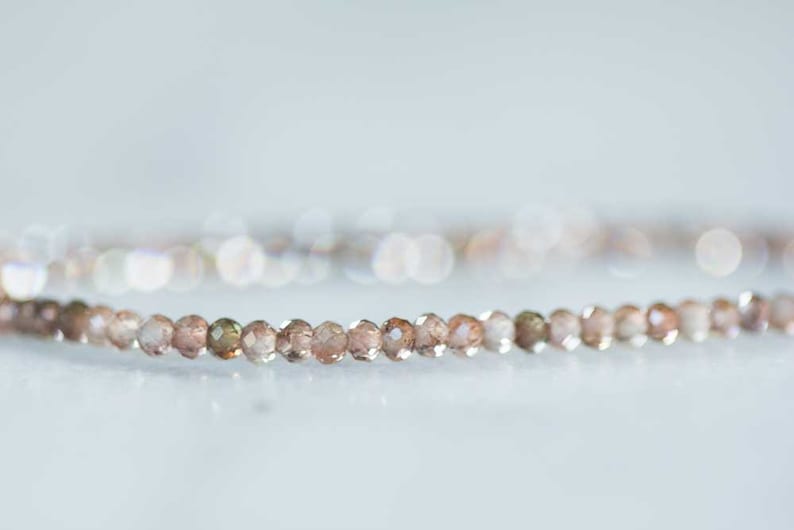 Andalusite Stretch Bracelet, Delicate Beaded Elastic Jewelry, Faceted Brown Gemstone