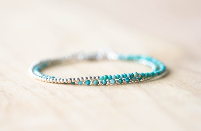 Dainty Turquoise Bracelet, Sterling Silver or Rose Gold Filled, Delicate Arizona Mined Stacking Jewelry, Single or Set