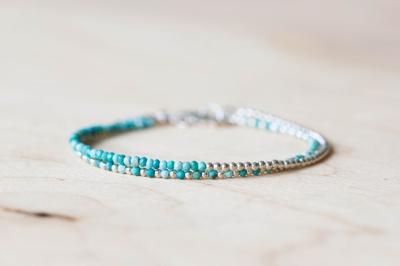 Dainty Turquoise Bracelet, Sterling Silver or Rose Gold Filled, Delicate Arizona Mined Stacking Jewelry, Single or Set