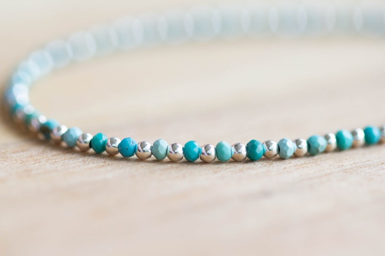 Dainty Turquoise Bracelet, Sterling Silver or Rose Gold Filled, Delicate Arizona Mined Stacking Jewelry, Single or Set