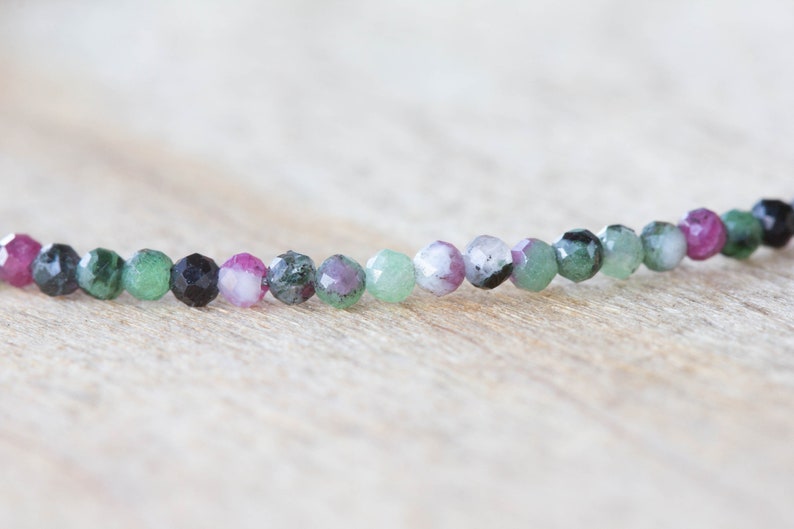 Ruby Zoisite Bracelet Set, Sterling Silver or Rose Gold Filled, Delicate Dainty Gemstone Jewelry