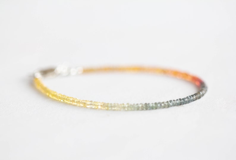 Dainty Sapphire Bracelet with Rose Gold Fill or Sterling Silver, Delicate Beaded September Birthstone Jewelry
