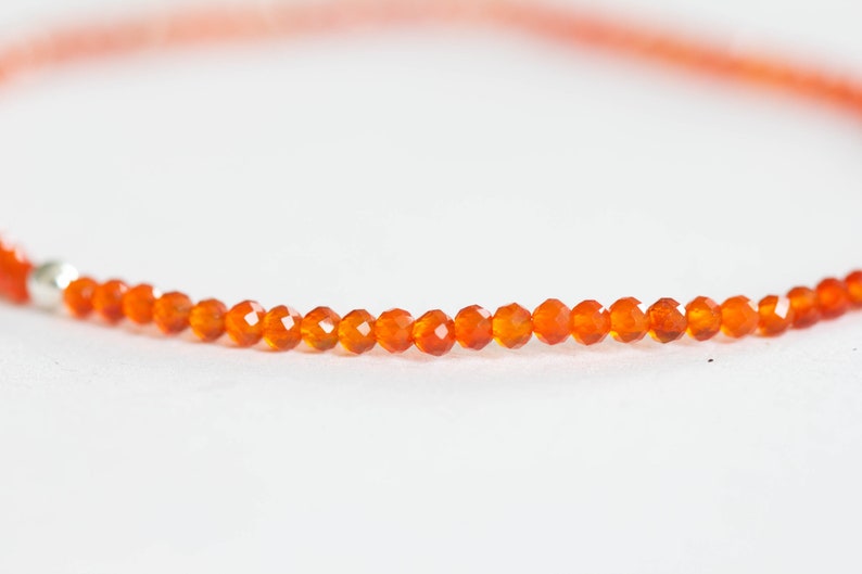 Dainty Carnelian Stretch Bracelet, Beaded Orange Gemstone Stacking Jewelry