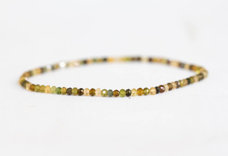 Dainty Petro Tourmaline Stretch Bracelet, Genuine Beaded Gemstone Jewelry