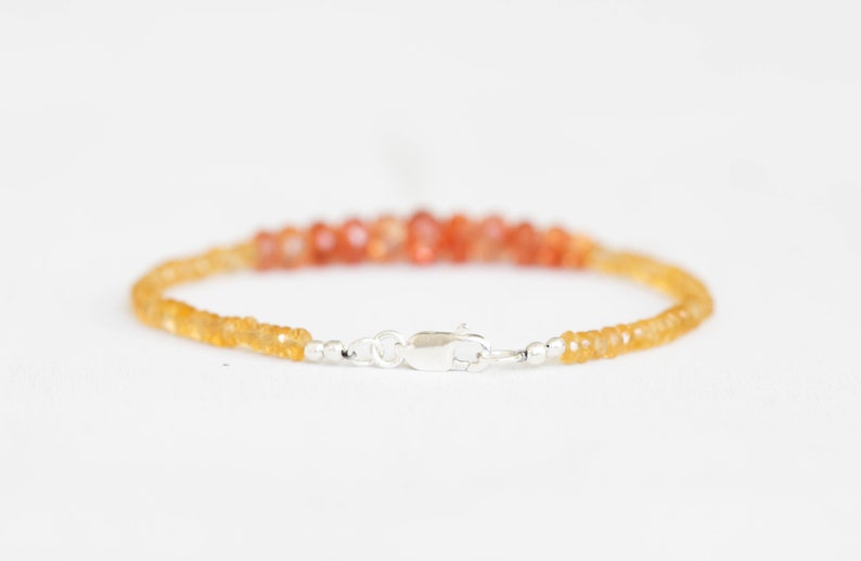 Citrine & Sunstone Bracelet, Beaded Citrine Ombre Jewelry, Yellow Gemstone Stacking Bracelet, Multi Gemstone, Sunstone Jewelry