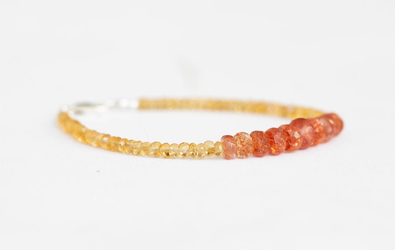 Citrine & Sunstone Bracelet, Beaded Citrine Ombre Jewelry, Yellow Gemstone Stacking Bracelet, Multi Gemstone, Sunstone Jewelry