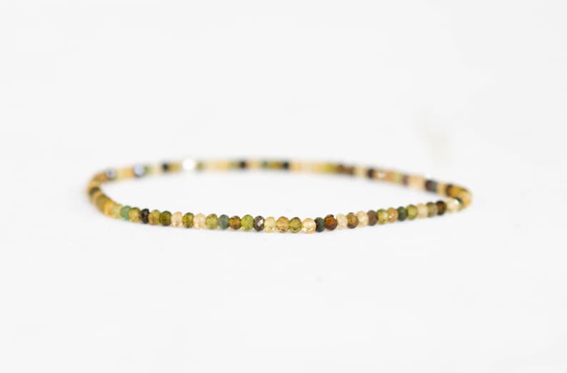 Dainty Petro Tourmaline Stretch Bracelet, Genuine Beaded Gemstone Jewelry