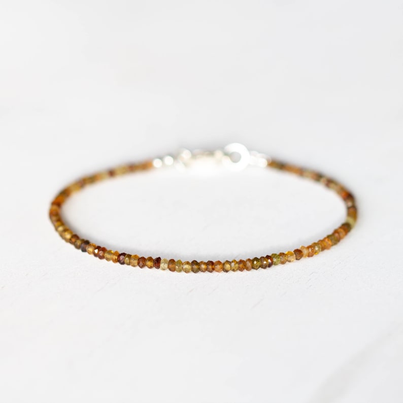 Petro Tourmaline Bracelet, Delicate Brown Gold Gemstone Beaded Bracelet, Petro Tourmaline Jewelry, Sterling Silver Rose Gold Fill