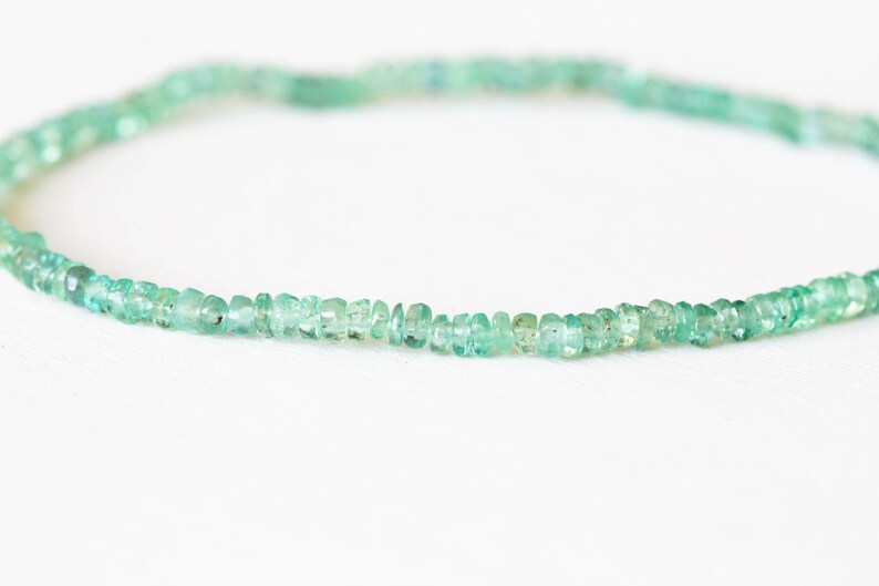 Dainty Zambian Emerald Stretch Bracelet, Faceted Genuine Beaded May Gemstone Jewelry