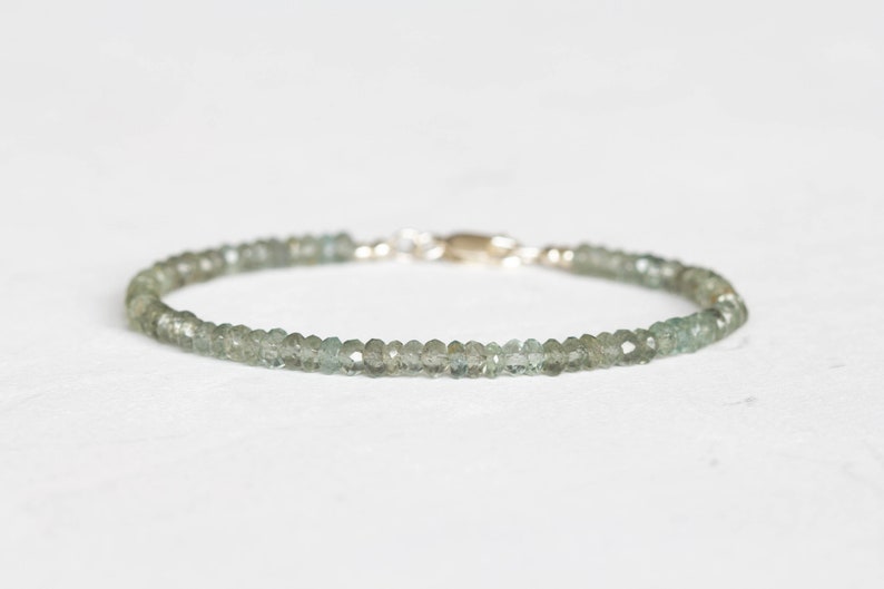 Beaded Moss Aquamarine Bracelet, Green Beaded Gemstone Jewelry