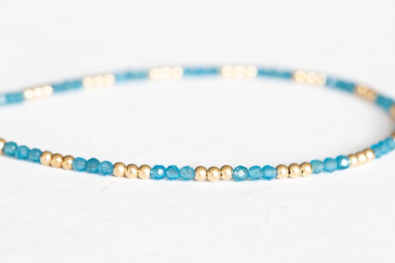 Peacock Apatite Bracelet, Ultra Delicate Beaded Stacking Gemstone Jewelry