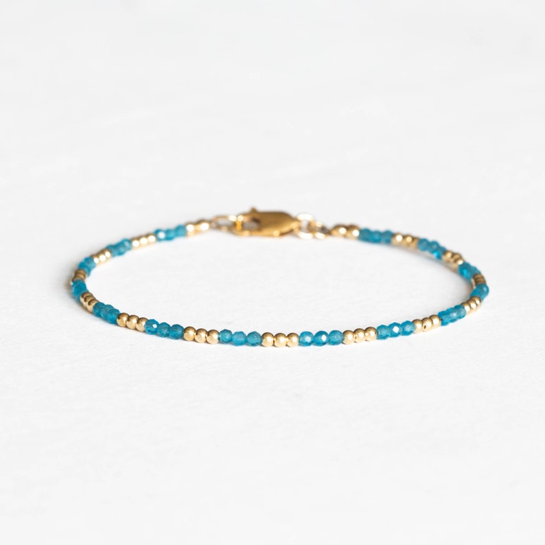 Peacock Apatite Bracelet, Ultra Delicate Beaded Stacking Gemstone Jewelry