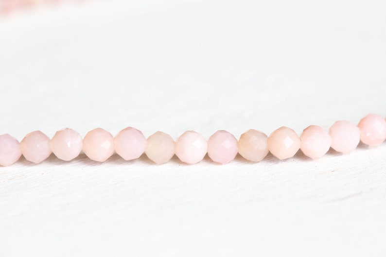 Dainty Pink Opal Stretch Bracelet, Ultra Delicate Beaded Pink Gemstone Jewelry