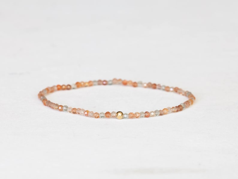 Dainty Sunstone Stretch Bracelet, Double or Triple Wrap Stretch Bracelet