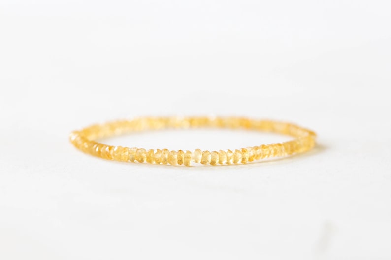 Citrine Stretch Bracelet, Delicate Beaded November Birthstone Jewelry, Elastic Stacking Bracelet