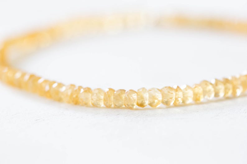 Citrine Stretch Bracelet, Delicate Beaded November Birthstone Jewelry, Elastic Stacking Bracelet