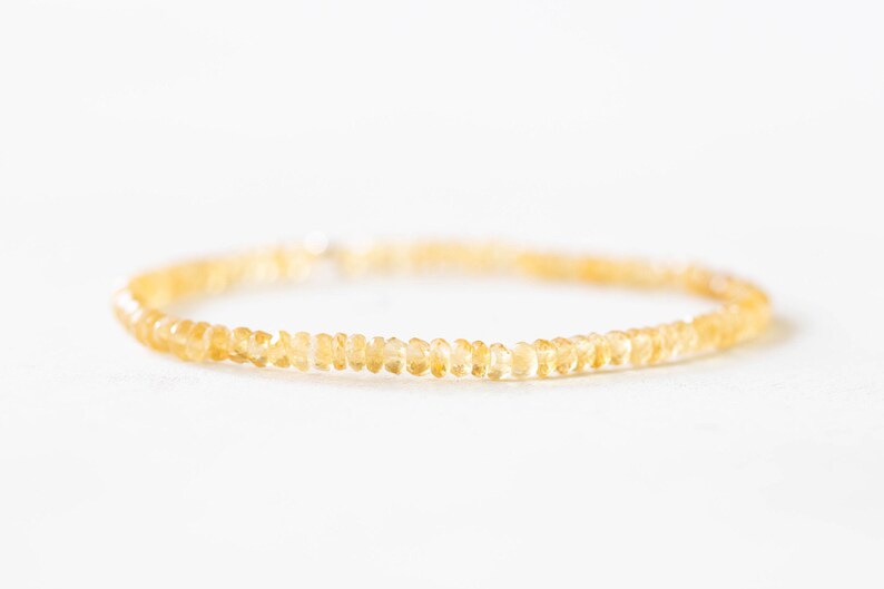 Citrine Stretch Bracelet, Delicate Beaded November Birthstone Jewelry, Elastic Stacking Bracelet