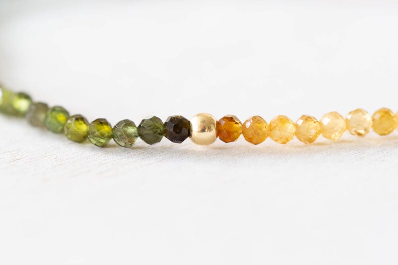 Tourmaline Stretch Bracelet, Delicate Beaded Shaded Watermelon Petro Colors, Elastic Stacking Jewelry, Rose Gold Fill or Sterling Silver
