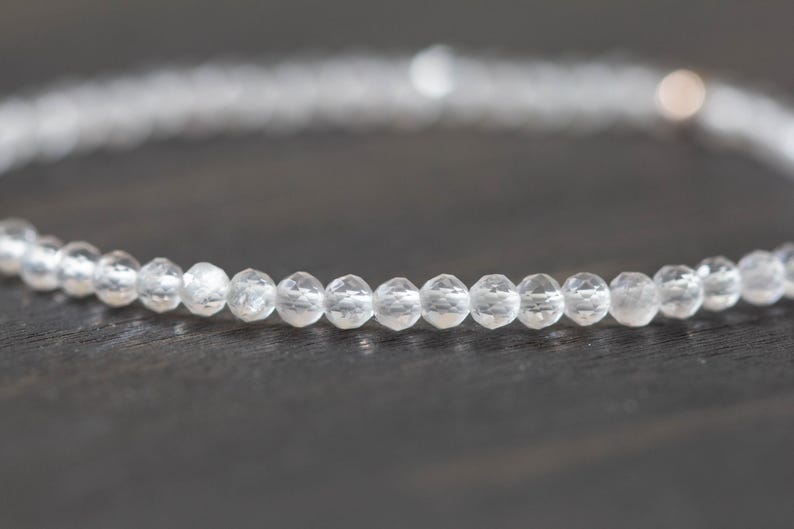Dainty Rose Quartz Bracelet, Pale Pink Gemstone Jewelry, Delicate Beaded Stretch Bracelet