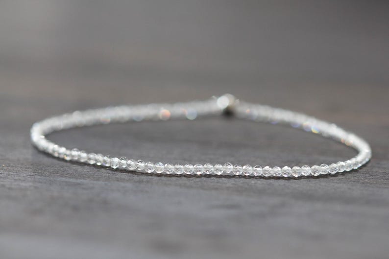 Dainty Rainbow Moonstone Bracelet, Delicate Beaded Blue Flash Jewelry, June Birthstone Crystal Gift