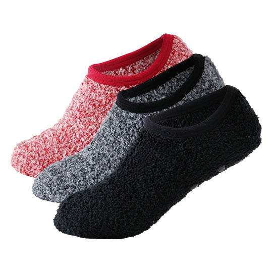 1 Pair/3 Pairs Women'S Fuzzy Socks, Fluffy, Thick, Super Warm, Cozy, Non Slip, Solid Color, Polyester 100%, Knit Fabric, Hand Wash, with Grips for Women