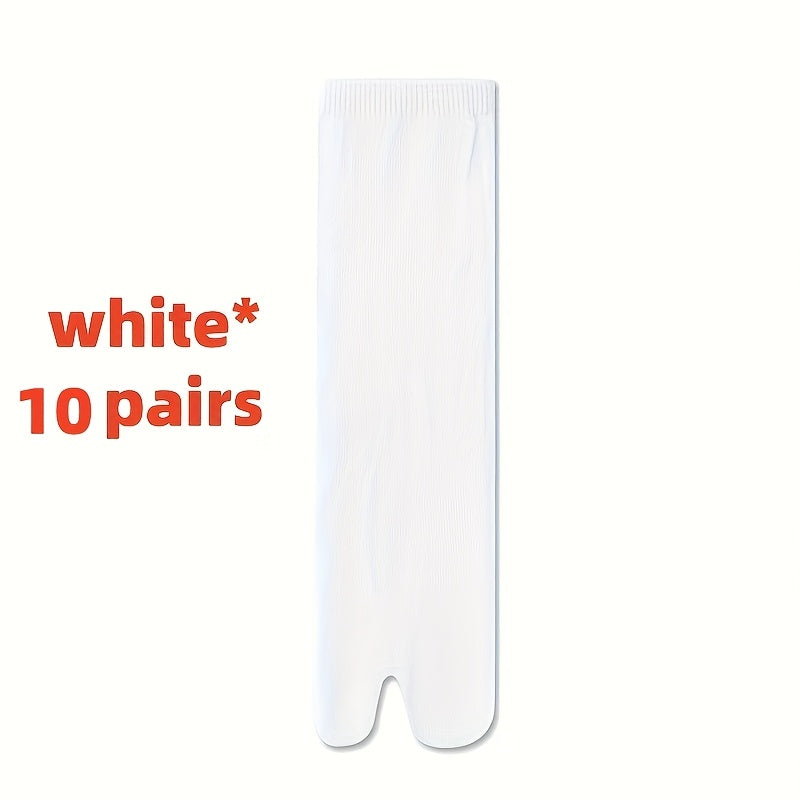 10 Pairs Men'S And Women'S Two-toed Socks, Clog Socks, Sweat-absorbing And Breathable, Two-toed Full Socks