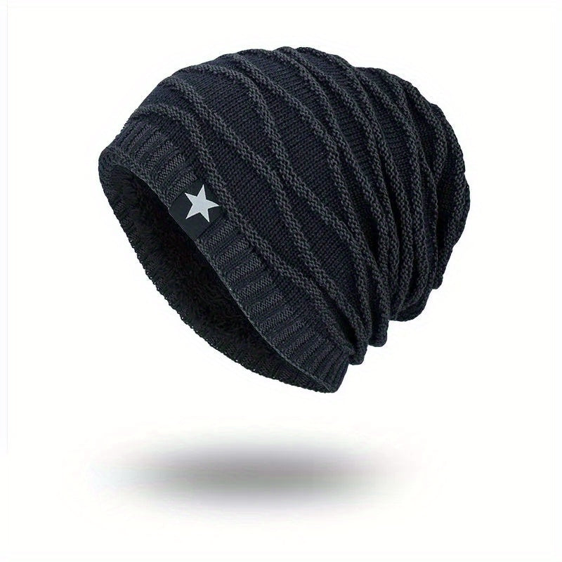 1pc Fashionable Ear Protection Windproof Knit Beanie Hat With Striped Design, Autumn And Winter Warm Ski Cold Hat For Men And Women, Ideal Choice For Gifts