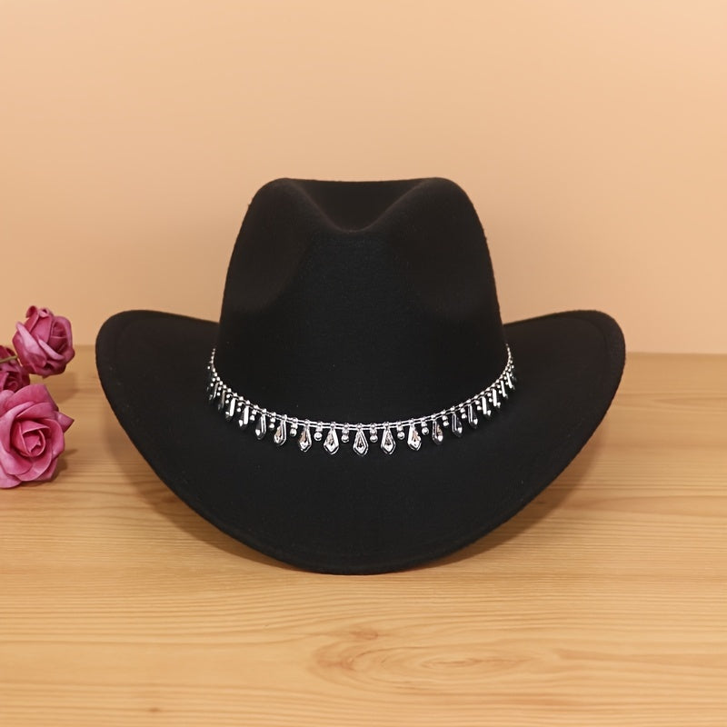 1pc Western Soft Hat, Classic Wide Brim Western Cowboy Hat for Women and Men, Suitable for Outdoor Parties, Music Festivals, a Good Gift (Head Circumference 22.44 inches, Suitable for Slender People)