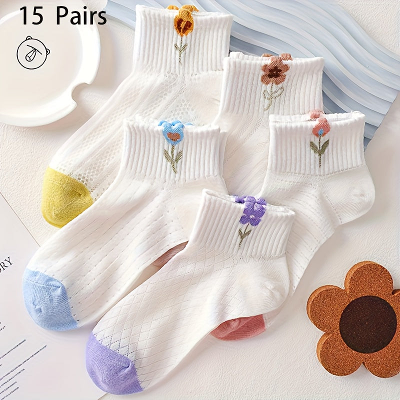 1/5/10/15/20 Pairs of Rong Opening Small Flower Women'S Ankle Socks