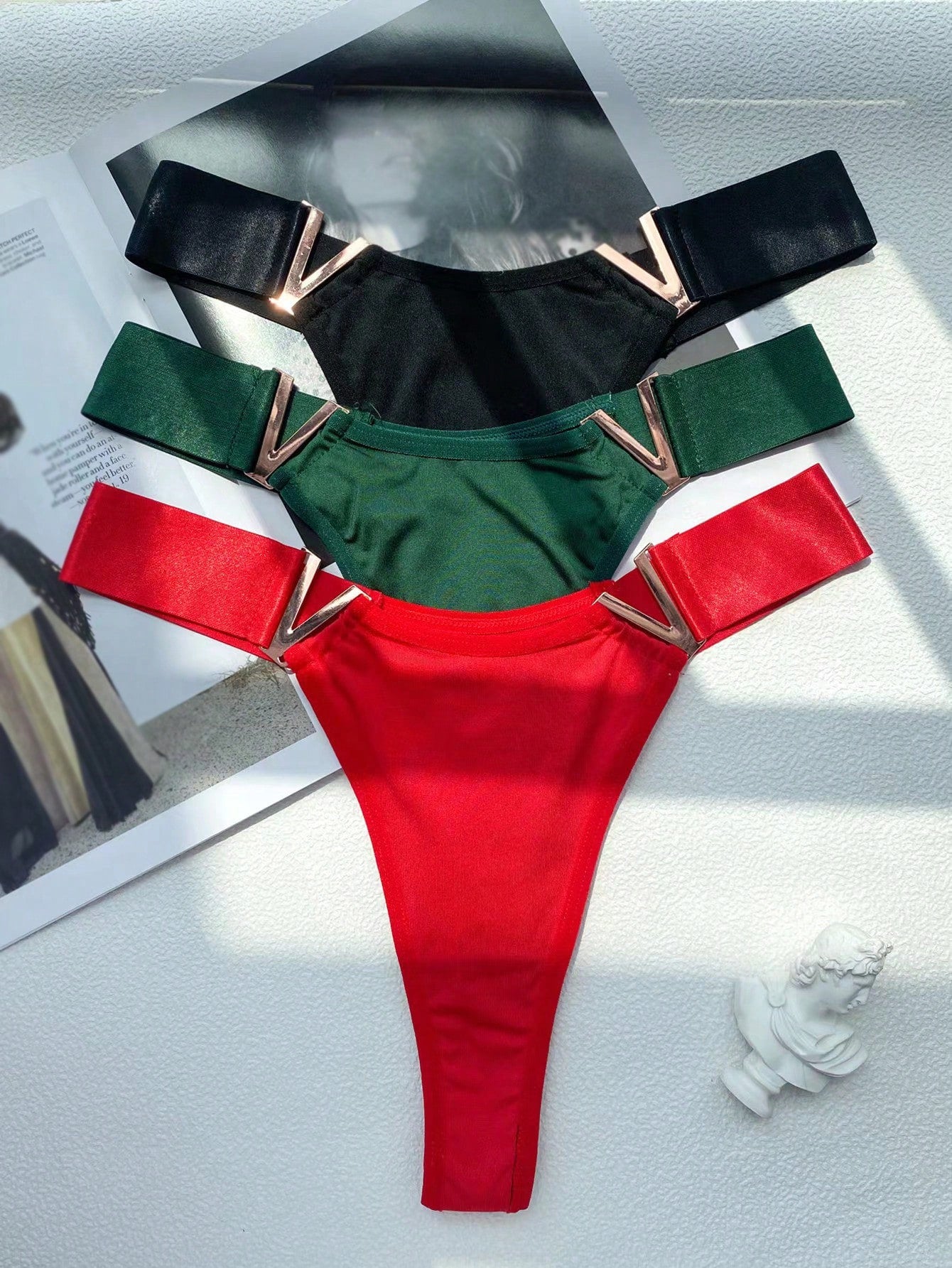 3packs Solid Cut Out Sexy Panties