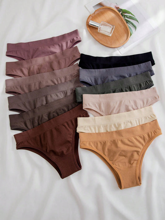 12pcs Solid Simple Panty