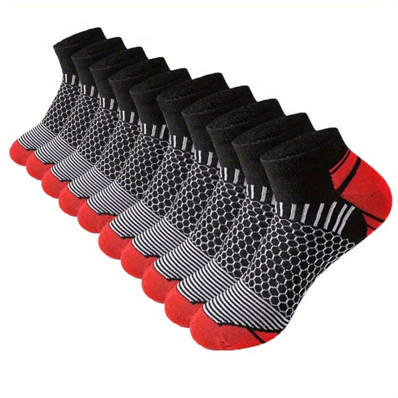 10 Pairs Sweat-absorbing Men's Mid Crew Sport Socks for Basketball Training, Running, and Outdoor Activities