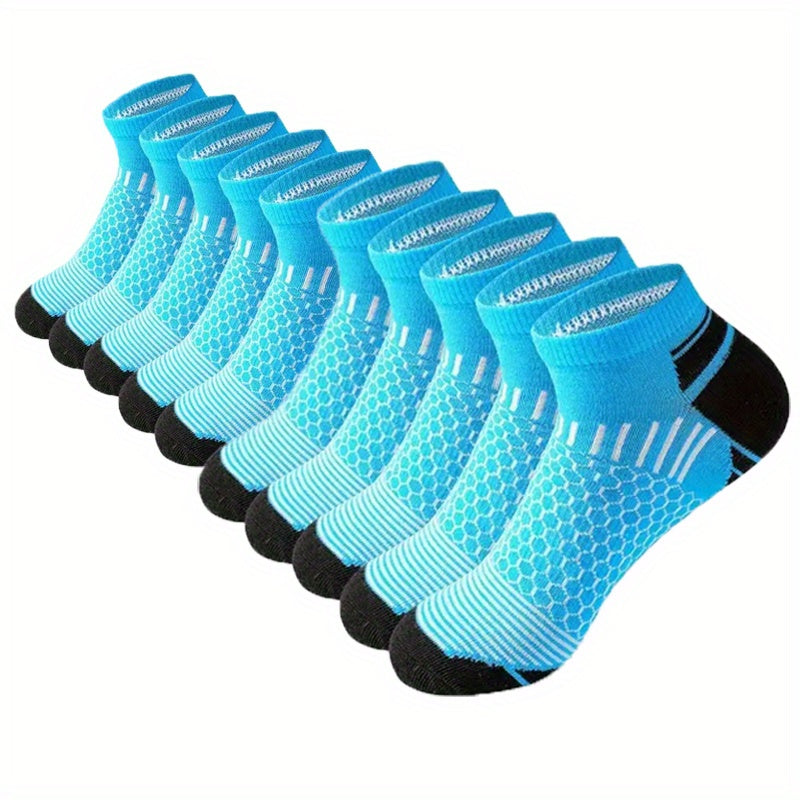 10 Pairs Sweat-absorbing Men's Mid Crew Sport Socks for Basketball Training, Running, and Outdoor Activities