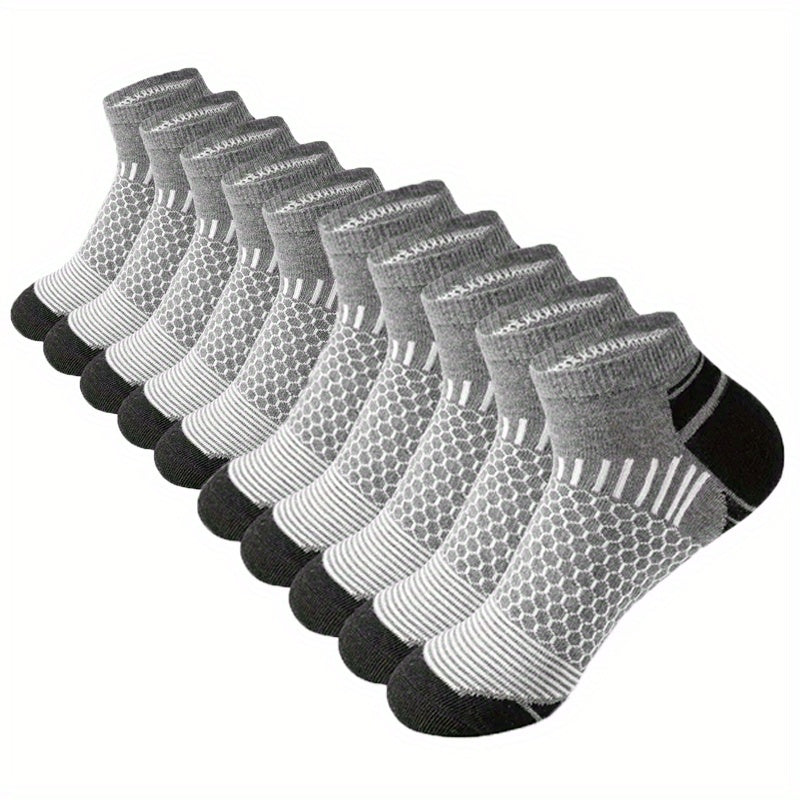 10 Pairs Sweat-absorbing Men's Mid Crew Sport Socks for Basketball Training, Running, and Outdoor Activities