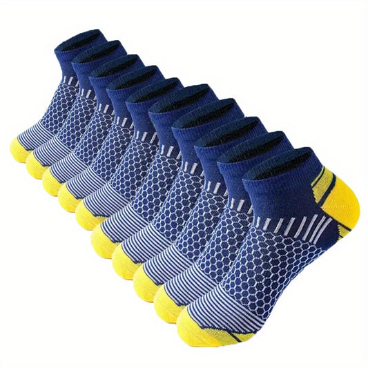 10 Pairs Sweat-absorbing Men's Mid Crew Sport Socks for Basketball Training, Running, and Outdoor Activities