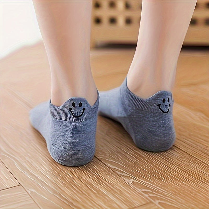 10 Pairs of Cute Face Pattern Socks Simple Breathable Low-Cut Socks Suitable for Leisure Sports Ladies Socks