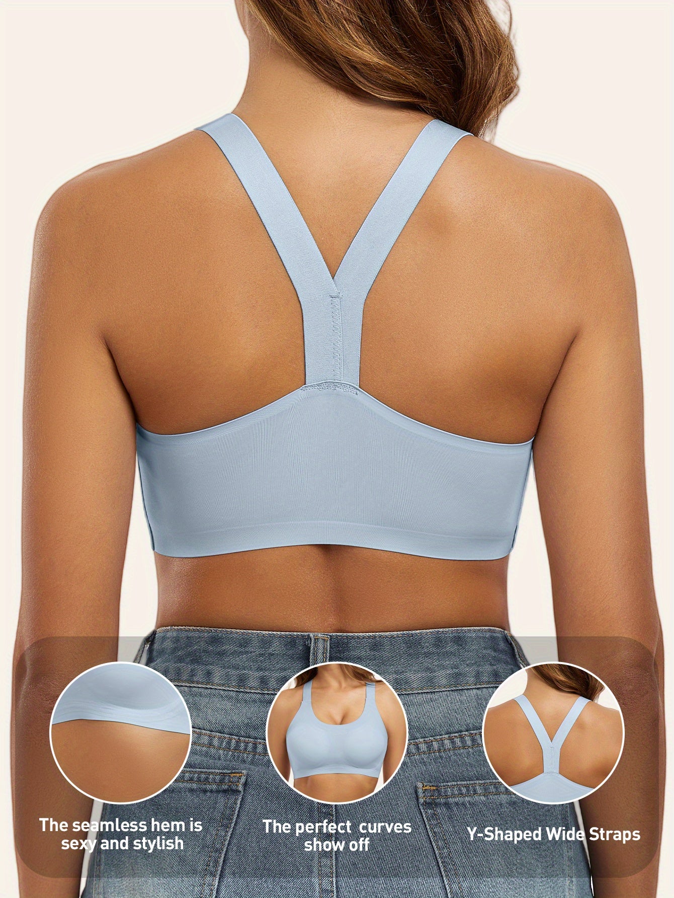 [Elegant Wireless Bra] Breathable & Stylish Women's Wireless Y-Back Bra | Elegant with Removable Pads - Ideal for Running, Yoga, and Casual Wear