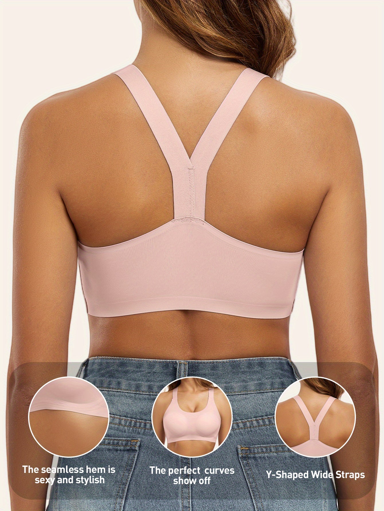 [Elegant Wireless Bra] Breathable & Stylish Women's Wireless Y-Back Bra | Elegant with Removable Pads - Ideal for Running, Yoga, and Casual Wear