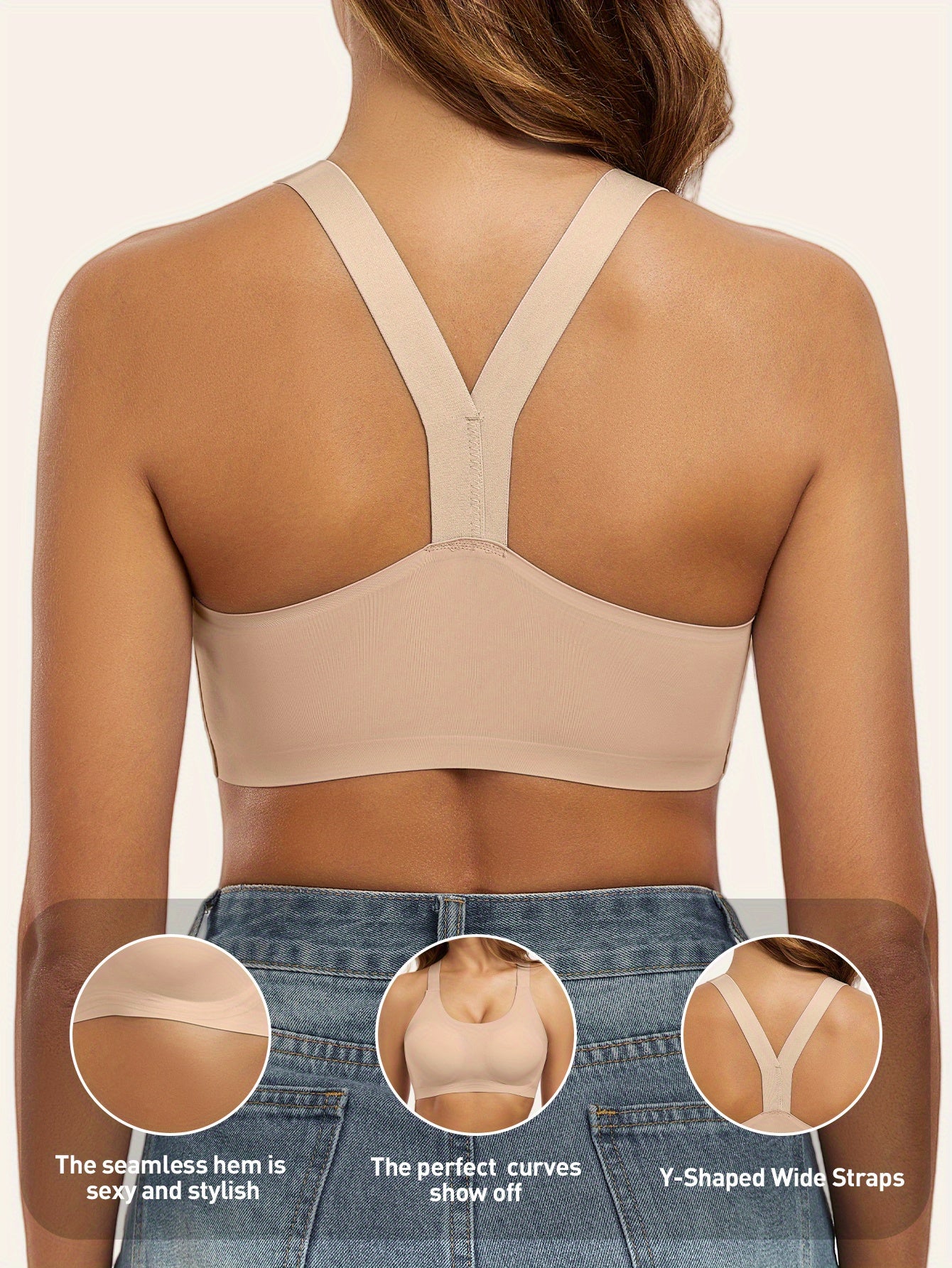 [Elegant Wireless Bra] Breathable & Stylish Women's Wireless Y-Back Bra | Elegant with Removable Pads - Ideal for Running, Yoga, and Casual Wear