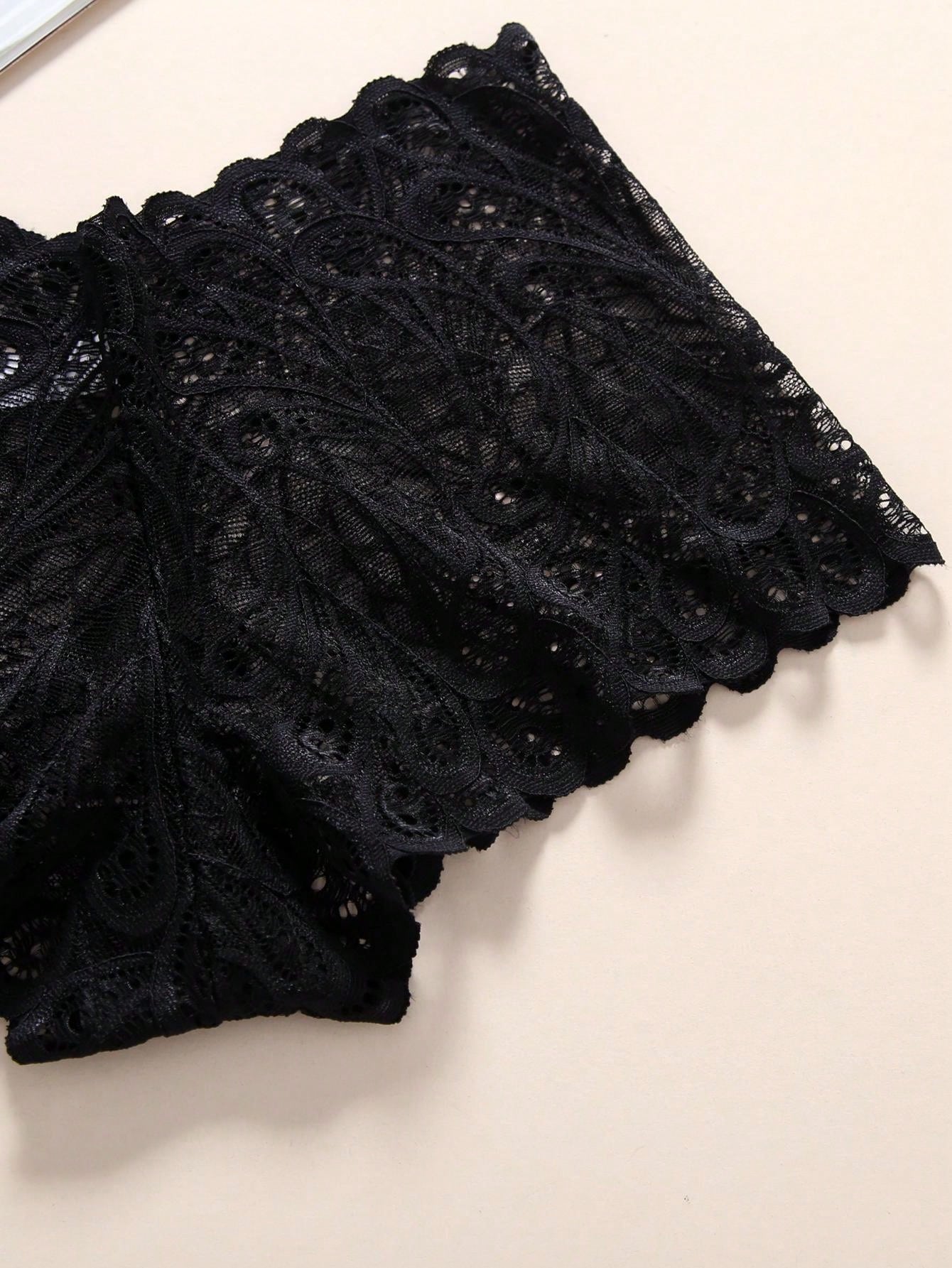 7pcs Women Sexy Black Lace Boyshort Panties Breathable Stretchy Sexy Intimates Panties For Women's Lingerie And Underwear