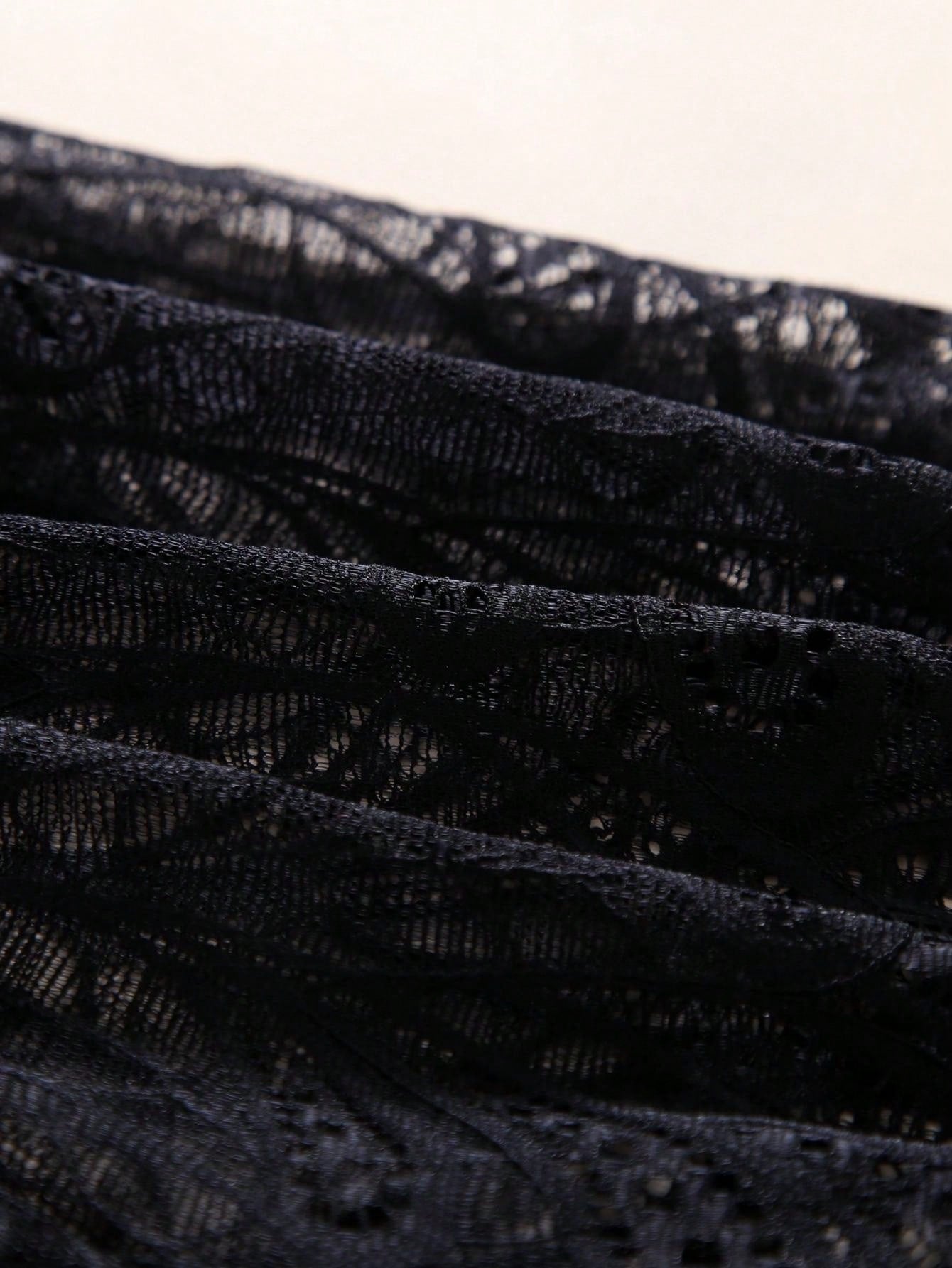 7pcs Women Sexy Black Lace Boyshort Panties Breathable Stretchy Sexy Intimates Panties For Women's Lingerie And Underwear