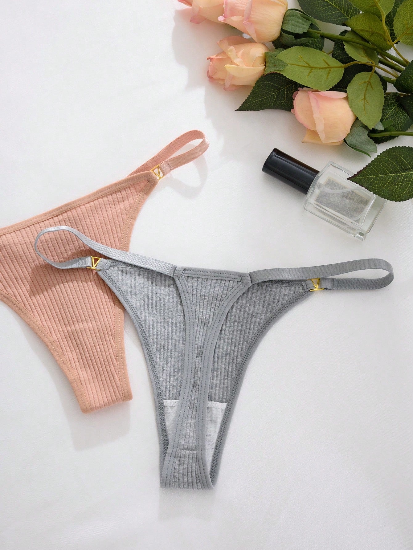 16pcs/Set Women's Metallic Button Decor Textured G-String Sexy Panties
