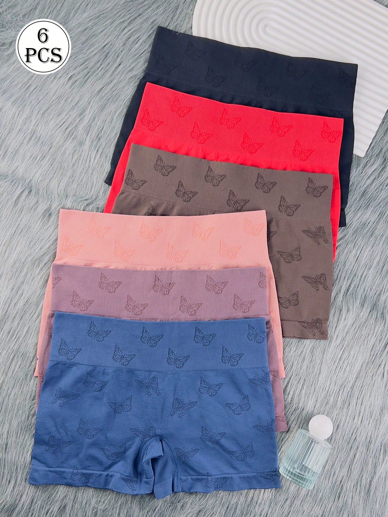 6pcs Women's Boyshort Panties Seamless Nylon HighUnderwear Stretch Boxer Briefs