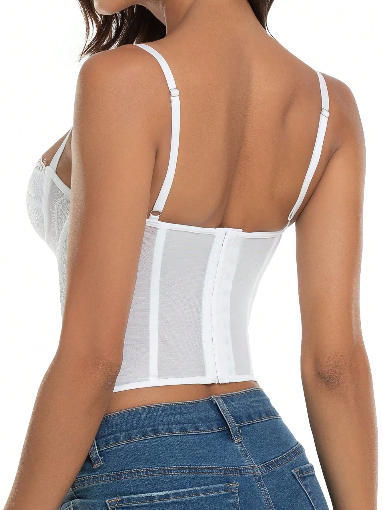 1pc Corset Tops For Women Going Out Lace Mesh Date Night Top Spaghetti Strap Party Club Top