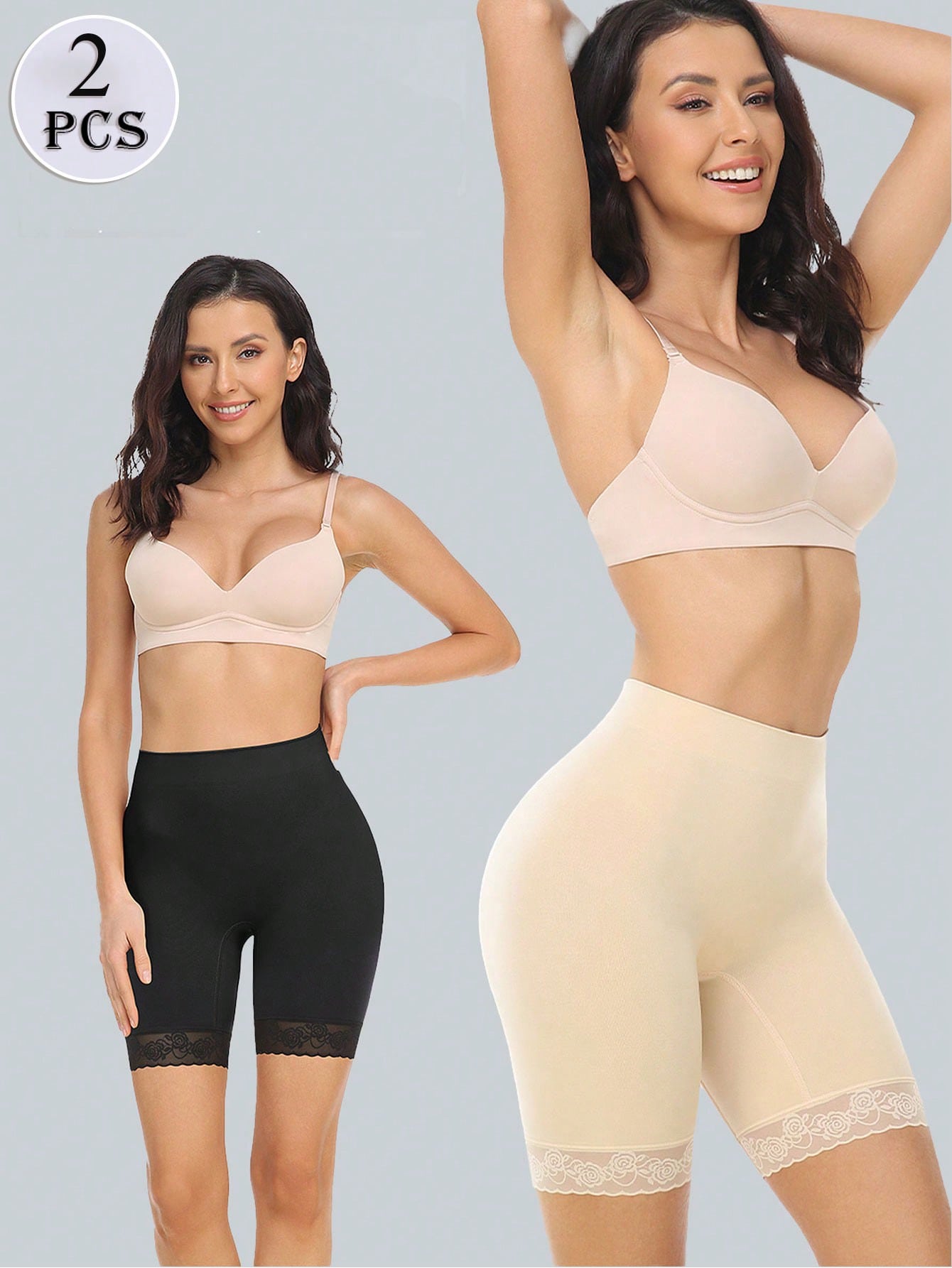 2Pcs Shorts For Under Dresses Women Seamless Shorts Boyshorts For Yoga/Bike/Workout Panties