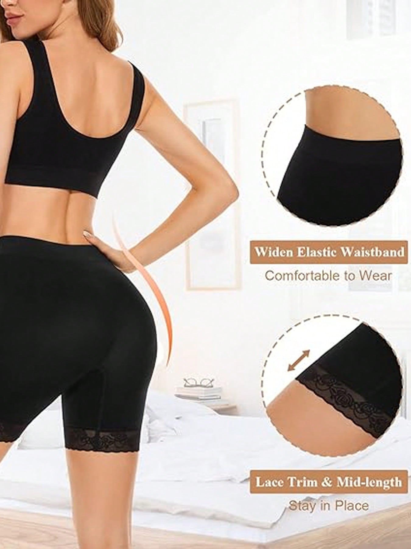 2Pcs Shorts For Under Dresses Women Seamless Shorts Boyshorts For Yoga/Bike/Workout Panties