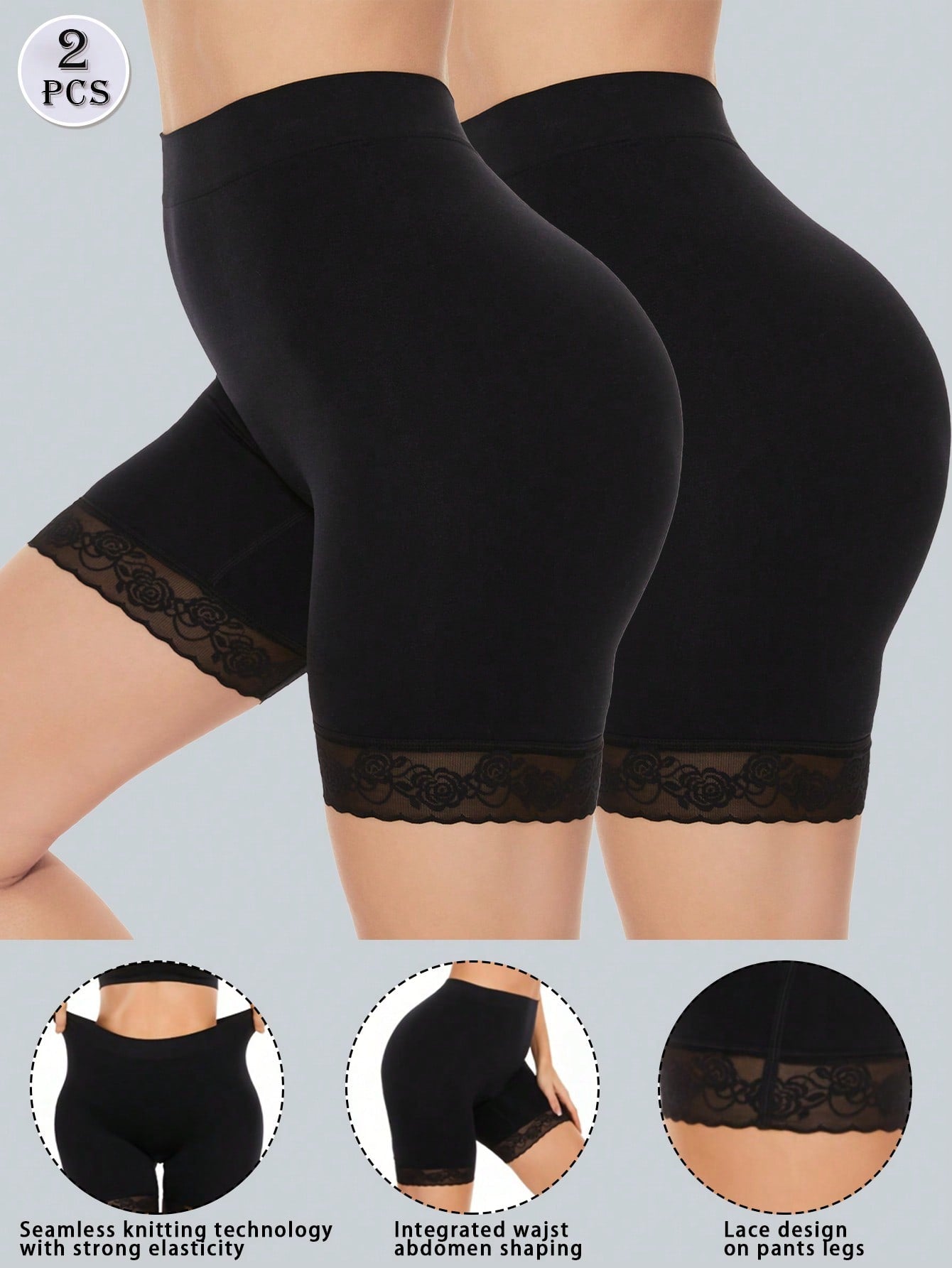 2Pcs Shorts For Under Dresses Women Seamless Shorts Boyshorts For Yoga/Bike/Workout Panties