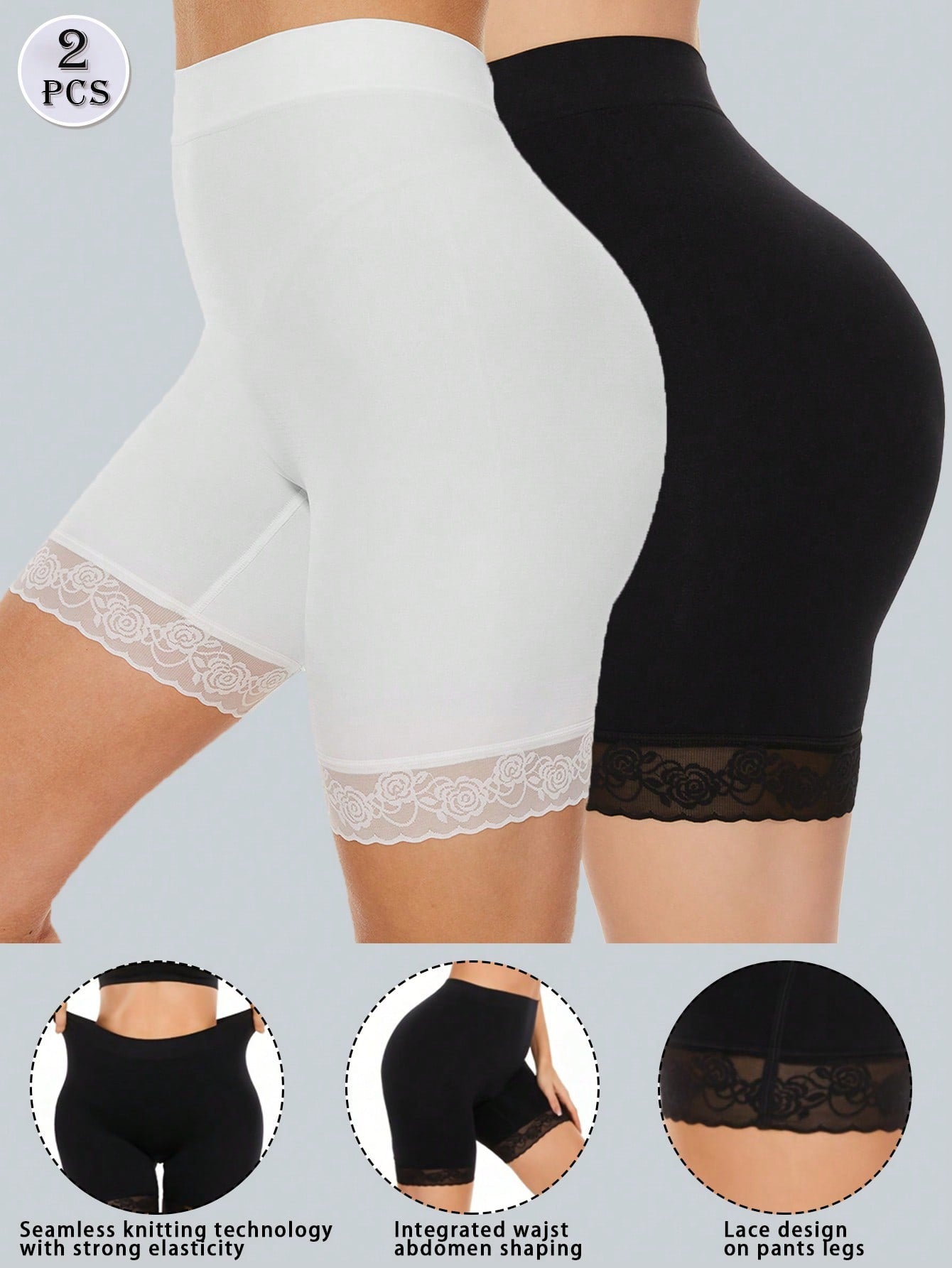 2Pcs Shorts For Under Dresses Women Seamless Shorts Boyshorts For Yoga/Bike/Workout Panties