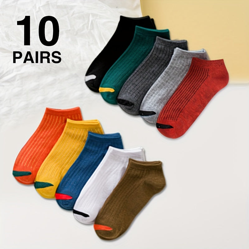 10/20/30 Pairs Simple Colorblock Socks, Soft & Lightweight Low Cut Ankle Socks, Women's Stockings & Hosiery