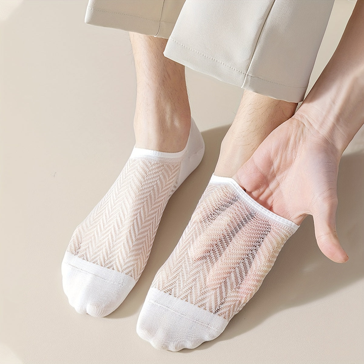 [Summer Fishnet Socks] 7-Pack Thin Summer Men's Fishnet Boat Socks | Solid Color